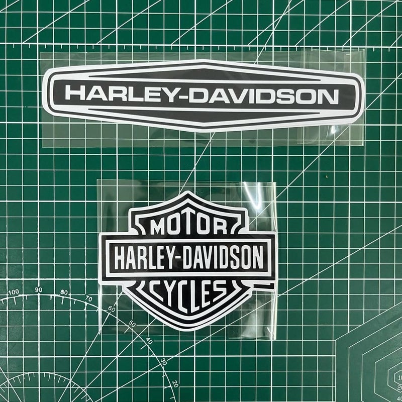 f&b decals Motorcycle bar and Shield Design Sticker Vinyl Decal #2 Piece Moto HD Club 3.5"x4.5" (Black/White) - Image 4
